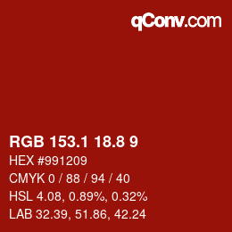 Color code: RGB 153.1 18.8 9 | qconv.com
