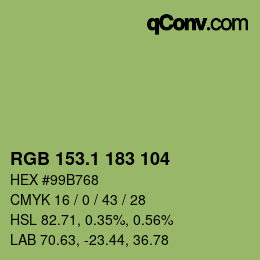 カラーコード: RGB 153.1 183 104 | qconv.com