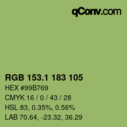 カラーコード: RGB 153.1 183 105 | qconv.com