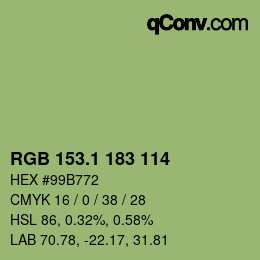 カラーコード: RGB 153.1 183 114 | qconv.com