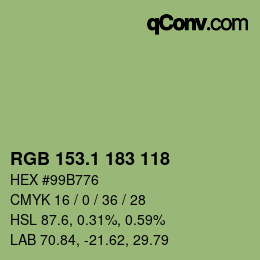 カラーコード: RGB 153.1 183 118 | qconv.com