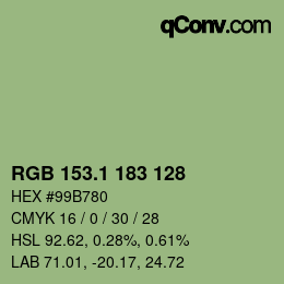 カラーコード: RGB 153.1 183 128 | qconv.com