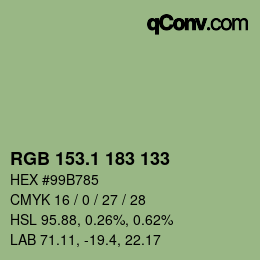 カラーコード: RGB 153.1 183 133 | qconv.com