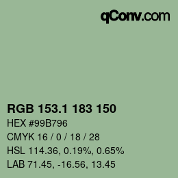 カラーコード: RGB 153.1 183 150 | qconv.com