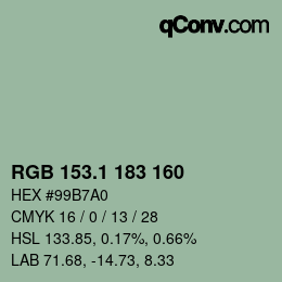 カラーコード: RGB 153.1 183 160 | qconv.com