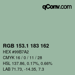 Color code: RGB 153.1 183 162 | qconv.com