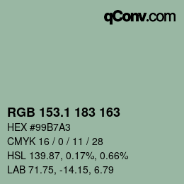 カラーコード: RGB 153.1 183 163 | qconv.com
