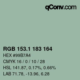 カラーコード: RGB 153.1 183 164 | qconv.com