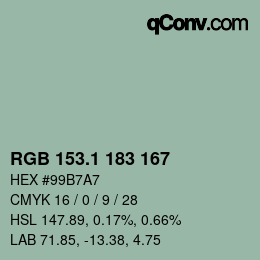 Color code: RGB 153.1 183 167 | qconv.com