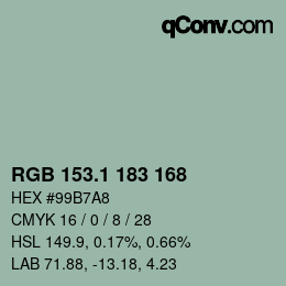 カラーコード: RGB 153.1 183 168 | qconv.com