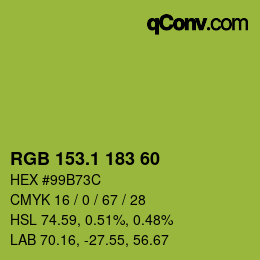 カラーコード: RGB 153.1 183 60 | qconv.com