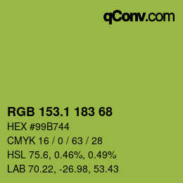カラーコード: RGB 153.1 183 68 | qconv.com