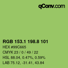 カラーコード: RGB 153.1 198.8 101 | qconv.com