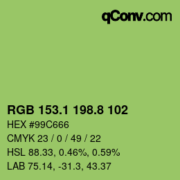カラーコード: RGB 153.1 198.8 102 | qconv.com
