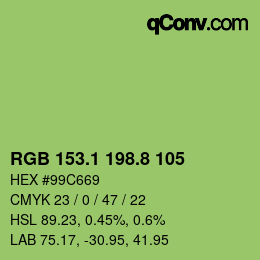 カラーコード: RGB 153.1 198.8 105 | qconv.com