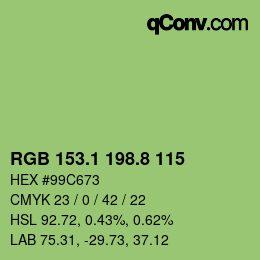 カラーコード: RGB 153.1 198.8 115 | qconv.com