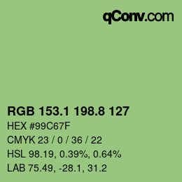 カラーコード: RGB 153.1 198.8 127 | qconv.com