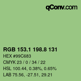 カラーコード: RGB 153.1 198.8 131 | qconv.com