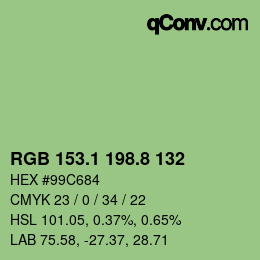 カラーコード: RGB 153.1 198.8 132 | qconv.com