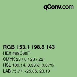 Color code: RGB 153.1 198.8 143 | qconv.com
