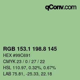 カラーコード: RGB 153.1 198.8 145 | qconv.com