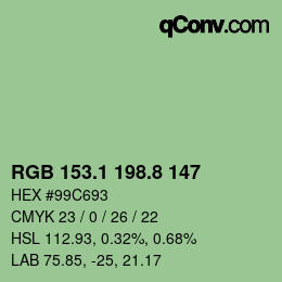 Color code: RGB 153.1 198.8 147 | qconv.com