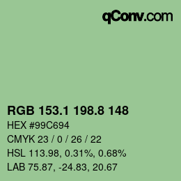 Color code: RGB 153.1 198.8 148 | qconv.com