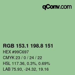 カラーコード: RGB 153.1 198.8 151 | qconv.com