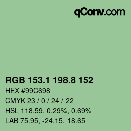 Color code: RGB 153.1 198.8 152 | qconv.com