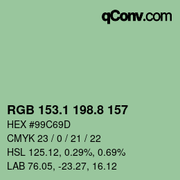 Color code: RGB 153.1 198.8 157 | qconv.com