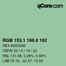 Código de color: RGB 153.1 198.8 162 | qconv.com