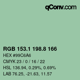 Color code: RGB 153.1 198.8 166 | qconv.com
