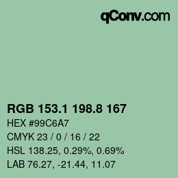 Color code: RGB 153.1 198.8 167 | qconv.com