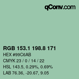 Color code: RGB 153.1 198.8 171 | qconv.com