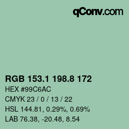 カラーコード: RGB 153.1 198.8 172 | qconv.com