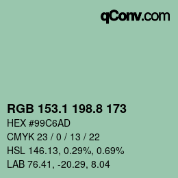 カラーコード: RGB 153.1 198.8 173 | qconv.com