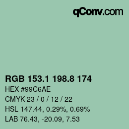 カラーコード: RGB 153.1 198.8 174 | qconv.com