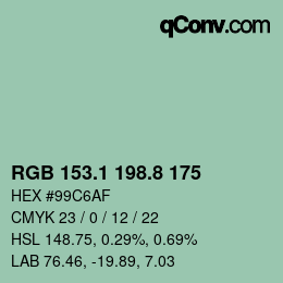 カラーコード: RGB 153.1 198.8 175 | qconv.com