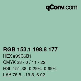 カラーコード: RGB 153.1 198.8 177 | qconv.com