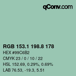 Color code: RGB 153.1 198.8 178 | qconv.com