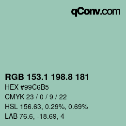 Color code: RGB 153.1 198.8 181 | qconv.com