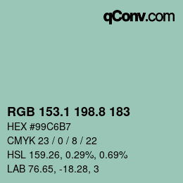 Color code: RGB 153.1 198.8 183 | qconv.com
