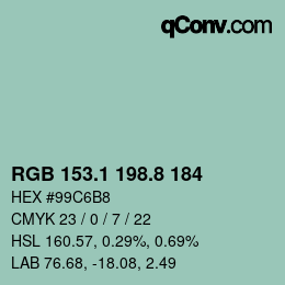 カラーコード: RGB 153.1 198.8 184 | qconv.com