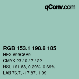 カラーコード: RGB 153.1 198.8 185 | qconv.com