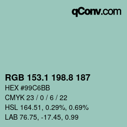カラーコード: RGB 153.1 198.8 187 | qconv.com