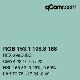 Color code: RGB 153.1 198.8 188 | qconv.com