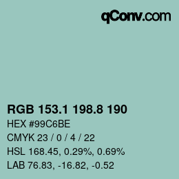 Color code: RGB 153.1 198.8 190 | qconv.com