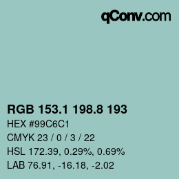 Color code: RGB 153.1 198.8 193 | qconv.com