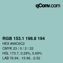 カラーコード: RGB 153.1 198.8 194 | qconv.com