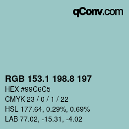 Color code: RGB 153.1 198.8 197 | qconv.com